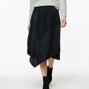 Mieko Mintz Lagenlook Art To Wear Gray Mixed Texture Floral Assymetric Skirt S